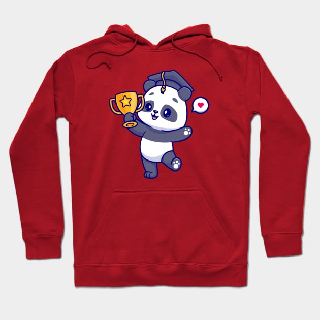 Cute Panda Holding Gold Throphy Cartoon Hoodie by Catalyst Labs